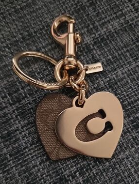 Coach Signature Hearts Key Ring Bag Charm